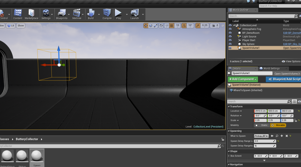 BatteryCollectorSpawnVolumeInLevel